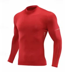 Men's Running T-Shirt Compression Shirt Long Sleeve Tee Tshirt Casual Athleisure Fall High Neck Breathable Quick Dry Gym Workout Running Walking Sportswear Activewear Solid Colored fluorescent green