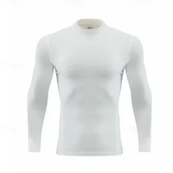 Men's Running T-Shirt Compression Shirt Long Sleeve Tee Tshirt Casual Athleisure Fall High Neck Breathable Quick Dry Gym Workout Running Walking Sportswear Activewear Solid Colored fluorescent green