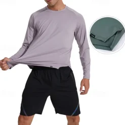 Men's Running T-Shirt Long Sleeve Tee Tshirt Casual Athleisure Breathable Quick Dry Soft Gym Workout Running Walking Sportswear Activewear Solid Colored Dark Grey Black White