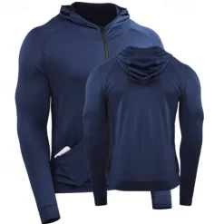 Men's Running T-Shirt Long Sleeve Tee Tshirt Casual Athleisure Fall Breathable Quick Dry Gym Workout Running Walking Sportswear Activewear Solid Colored Black White Dark Navy