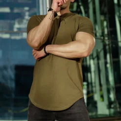 Men's Running T-Shirt Short Sleeve Tee Tshirt Casual Athleisure Breathable Quick Dry Soft Gym Workout Running Walking Sportswear Activewear Solid Colored Black White Yellow