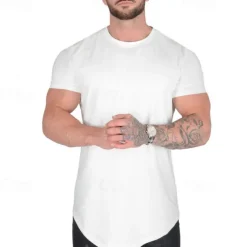 Men's Running T-Shirt Short Sleeve Tee Tshirt Casual Athleisure Breathable Quick Dry Soft Gym Workout Running Walking Sportswear Activewear Solid Colored Black White Yellow