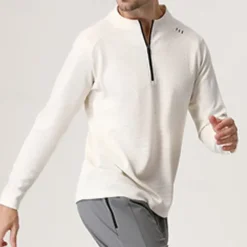 Men's Running T-Shirt Zipper Long Sleeve Zip Top Casual Athleisure Fall Breathable Quick Dry Soft Gym Workout Running Walking Sportswear Activewear Solid Colored Black White Dark Gray