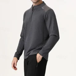 Men's Running T-Shirt Zipper Long Sleeve Zip Top Casual Athleisure Fall Breathable Quick Dry Soft Gym Workout Running Walking Sportswear Activewear Solid Colored Black White Dark Gray