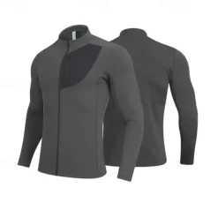 Men's Running T-Shirt Zipper Long Sleeve Zip Top Casual Athleisure Fall Breathable Quick Dry Soft Gym Workout Running Walking Sportswear Activewear Solid Colored Black White Khaki