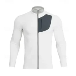 Men's Running T-Shirt Zipper Long Sleeve Zip Top Casual Athleisure Fall Breathable Quick Dry Soft Gym Workout Running Walking Sportswear Activewear Solid Colored Black White Khaki