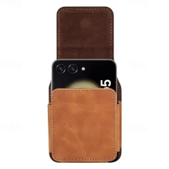 Men's Samsung Z Flip 6/5/4/3/2/1 Universal Phone Case Leather Case Belt Waist Bag Prop PU Leather Bag Phone Wallet Vintage Belt Phone Protective Case