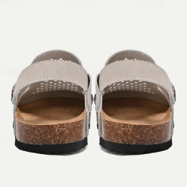 Men's Sandals Slippers & Flip-Flops Flat Sandals Microfiber Breathable Comfortable Slip Resistant Loafer Buckle Brown Beige