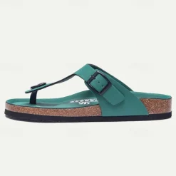 Men's Sandals Slippers & Flip-Flops Flat Sandals Microfiber Breathable Comfortable Slip Resistant Loafer Buckle White Red Green