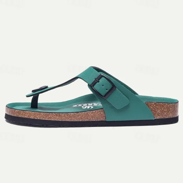 Men's Sandals Slippers & Flip-Flops Flat Sandals Microfiber Breathable Comfortable Slip Resistant Loafer Buckle White Red Green