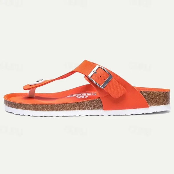 Men's Sandals Slippers & Flip-Flops Flat Sandals Microfiber Breathable Comfortable Slip Resistant Loafer Buckle White Red Green