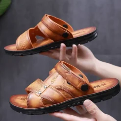 Men's Sandals Slippers Comfort Sandals Walking Casual Beach Daily Beach PVC Waterproof Breathable Comfortable Loafer Yellow Brown Summer