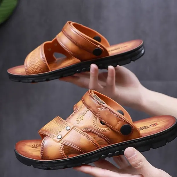 Men's Sandals Slippers Comfort Sandals Walking Casual Beach Daily Beach PVC Waterproof Breathable Comfortable Loafer Yellow Brown Summer