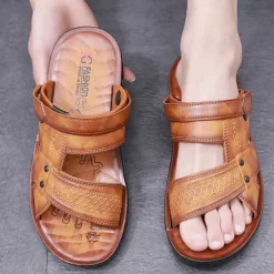 Men's Sandals Slippers Comfort Sandals Walking Casual Beach Daily Beach PVC Waterproof Breathable Comfortable Loafer Yellow Brown Summer