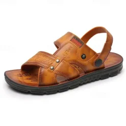 Men's Sandals Slippers Comfort Sandals Walking Casual Beach Daily Beach PVC Waterproof Breathable Comfortable Loafer Yellow Brown Summer