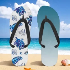 Men's Sea Turtle Printed Flip Flops – Beach Inspired & Comfortable Style for Beach Outings, Surfing & Tropical Vacations