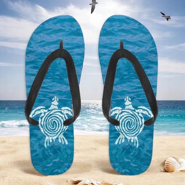 Men's Sea Turtle Printed Flip Flops – Beach Inspired & Comfortable Style for Beach Outings, Surfing & Tropical Vacations