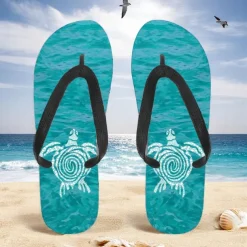 Men's Sea Turtle Printed Flip Flops – Beach Inspired & Comfortable Style for Beach Outings, Surfing & Tropical Vacations