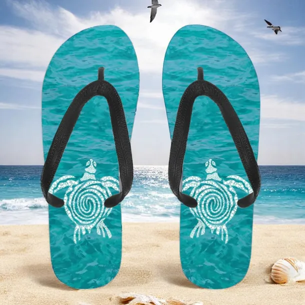 Men's Sea Turtle Printed Flip Flops – Beach Inspired & Comfortable Style for Beach Outings, Surfing & Tropical Vacations