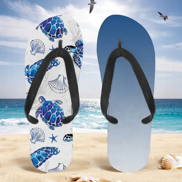 Men's Sea Turtle Printed Flip Flops – Beach Inspired & Comfortable Style for Beach Outings, Surfing & Tropical Vacations