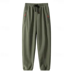 Men's Sherpa Athletic Pants Sweatpants Joggers Trousers Pocket Drawstring Elastic Waist Plain Comfort Warm Sports Outdoor Daily Fashion Casual ArmyGreen Black Micro-elastic