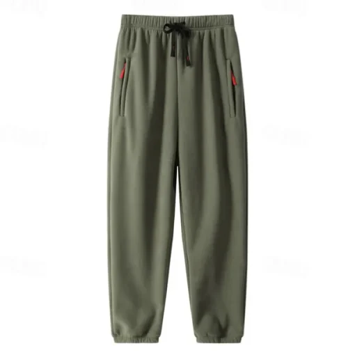 Men's Sherpa Athletic Pants Sweatpants Joggers Trousers Pocket Drawstring Elastic Waist Plain Comfort Warm Sports Outdoor Daily Fashion Casual ArmyGreen Black Micro-elastic