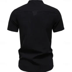 Men's Shirt Black White Navy Blue Blue Beige Long Sleeve Solid Color Standing Collar Outdoor Causal Buttons Clothing Apparel Daily Casual Daily Leisure