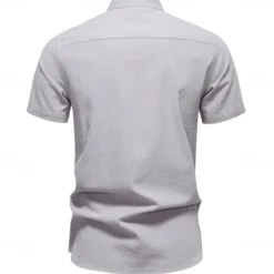 Men's Shirt Black White Navy Blue Blue Beige Long Sleeve Solid Color Standing Collar Outdoor Causal Buttons Clothing Apparel Daily Casual Daily Leisure