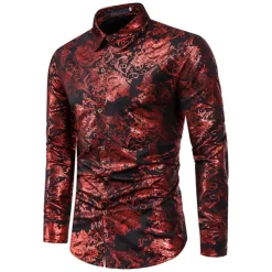 Men's Shirt Casual Shirt Prom Shirt Tuxedo Shirts Holiday Party Casual Black Blue Gold Long Sleeve Classic Collar All Seasons Clothing Apparel Color Block