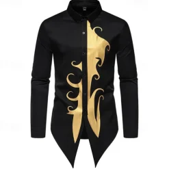 Men's Shirt Casual Shirt Tuxedo Shirts Bronzing Date Casual Daily Black White Blue Long Sleeve Lapel Spring & Fall Clothing Apparel