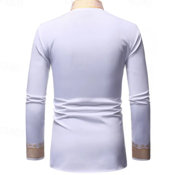 Men's Shirt Casual Shirt Tuxedo Shirts Bronzing Stage Party / Cocktail Black White Red Navy Blue Long Sleeve Stand Collar Spring & Fall Clothing Apparel