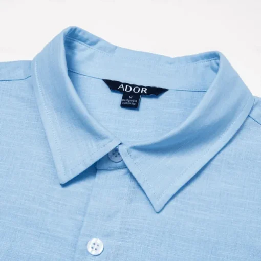 Men's Shirt Cotton Linen Shirt Starfish Outdoor Vacation White Sky Blue Long Sleeve Rolled collar Summer Spring Clothing Apparel Buttons