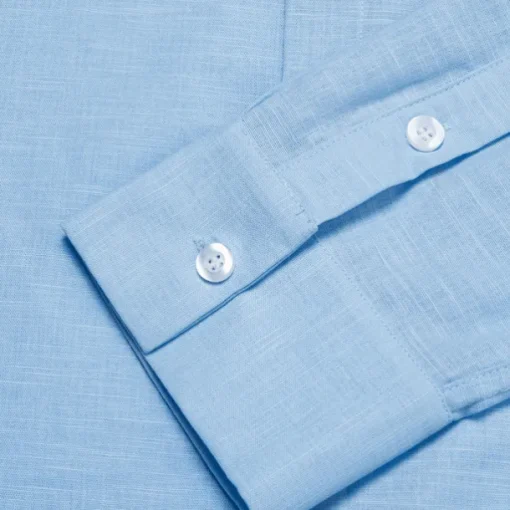 Men's Shirt Cotton Linen Shirt Starfish Outdoor Vacation White Sky Blue Long Sleeve Rolled collar Summer Spring Clothing Apparel Buttons