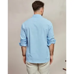 Men's Shirt Cotton Linen Shirt Summer Shirt Beach Wear Casual Shirt Button Up Shirt Plain Casual Daily Blue Long Sleeve Lapel Spring & Summer Clothing Apparel Pocket