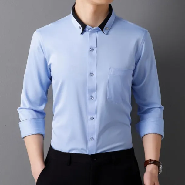 Men's Shirt Dress Shirt Button Up Shirt Solid Color Wedding Party Black White Pink Wine Long Sleeve Lapel Spring Fall Clothing Apparel Pocket