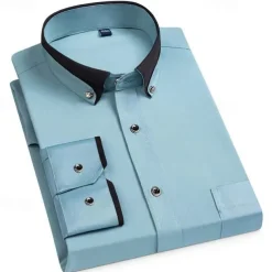 Men's Shirt Dress Shirt Button Up Shirt Solid Color Wedding Party Black White Pink Wine Long Sleeve Lapel Spring Fall Clothing Apparel Pocket