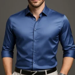 Men's Shirt Dress Shirt Button Up Shirt Plain Wedding Party Black White Pink Wine Long Sleeve Lapel Spring Fall Clothing Apparel