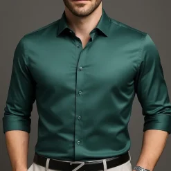 Men's Shirt Dress Shirt Button Up Shirt Plain Wedding Party Black White Pink Wine Long Sleeve Lapel Spring Fall Clothing Apparel