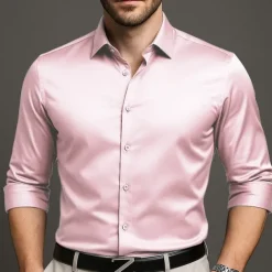 Men's Shirt Dress Shirt Button Up Shirt Plain Wedding Party Black White Pink Wine Long Sleeve Lapel Spring Fall Clothing Apparel
