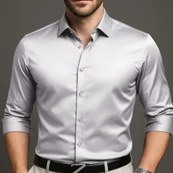 Men's Shirt Dress Shirt Button Up Shirt Plain Wedding Party Black White Pink Wine Long Sleeve Lapel Spring Fall Clothing Apparel