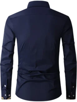 Men's Shirt Dress Shirt Button Down Shirt Wrinkle Resistant Button Up Shirt Plain Wedding Office & Career Black White Wine Royal Blue Long Sleeve Turndown Spring & Fall Clothing Apparel Basic