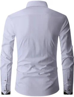 Men's Shirt Dress Shirt Button Down Shirt Wrinkle Resistant Button Up Shirt Plain Wedding Office & Career Black White Wine Royal Blue Long Sleeve Turndown Spring & Fall Clothing Apparel Basic