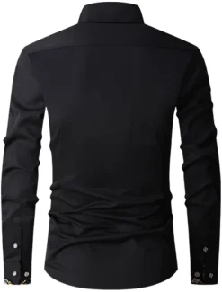 Men's Shirt Dress Shirt Button Down Shirt Wrinkle Resistant Button Up Shirt Plain Wedding Office & Career Black White Wine Royal Blue Long Sleeve Turndown Spring & Fall Clothing Apparel Basic