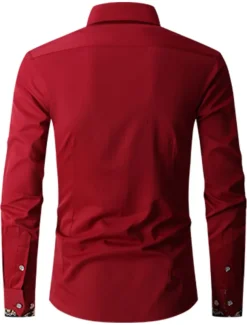 Men's Shirt Dress Shirt Button Down Shirt Wrinkle Resistant Button Up Shirt Plain Wedding Office & Career Black White Wine Royal Blue Long Sleeve Turndown Spring & Fall Clothing Apparel Basic