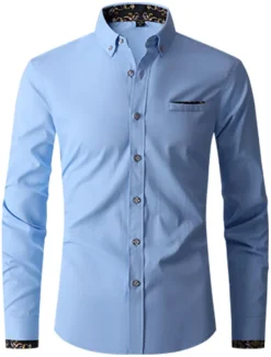 Men's Shirt Dress Shirt Button Down Shirt Wrinkle Resistant Button Up Shirt Plain Wedding Office & Career Black White Wine Royal Blue Long Sleeve Turndown Spring & Fall Clothing Apparel Basic