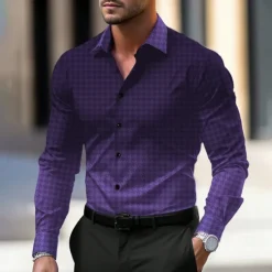 Men's Shirt Dress Shirt Button Up Shirt Black Red Blue Purple Long Sleeve Turndown Summer Clothing Apparel Buttons