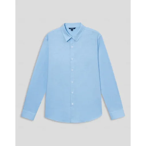 Men's Shirt Dress Shirt Casual Shirt Blue Long Sleeve Solid Color Turndown Formal Button Clothing Apparel Daily