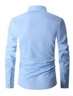 Men's Shirt Dress Shirt Plain Office & Career Wedding Party Light Blue Black White Navy Blue Long Sleeve Lapel Summer Clothing Apparel