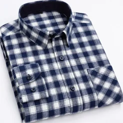 Men's Shirt Dress Shirt Plaid Office & Career Wedding Party Red Navy Blue Blue Orange Long Sleeve Lapel Spring & Fall Clothing Apparel Front Pocket