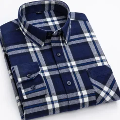 Men's Shirt Dress Shirt Plaid Office & Career Wedding Party Red Navy Blue Blue Orange Long Sleeve Lapel Spring & Fall Clothing Apparel Front Pocket